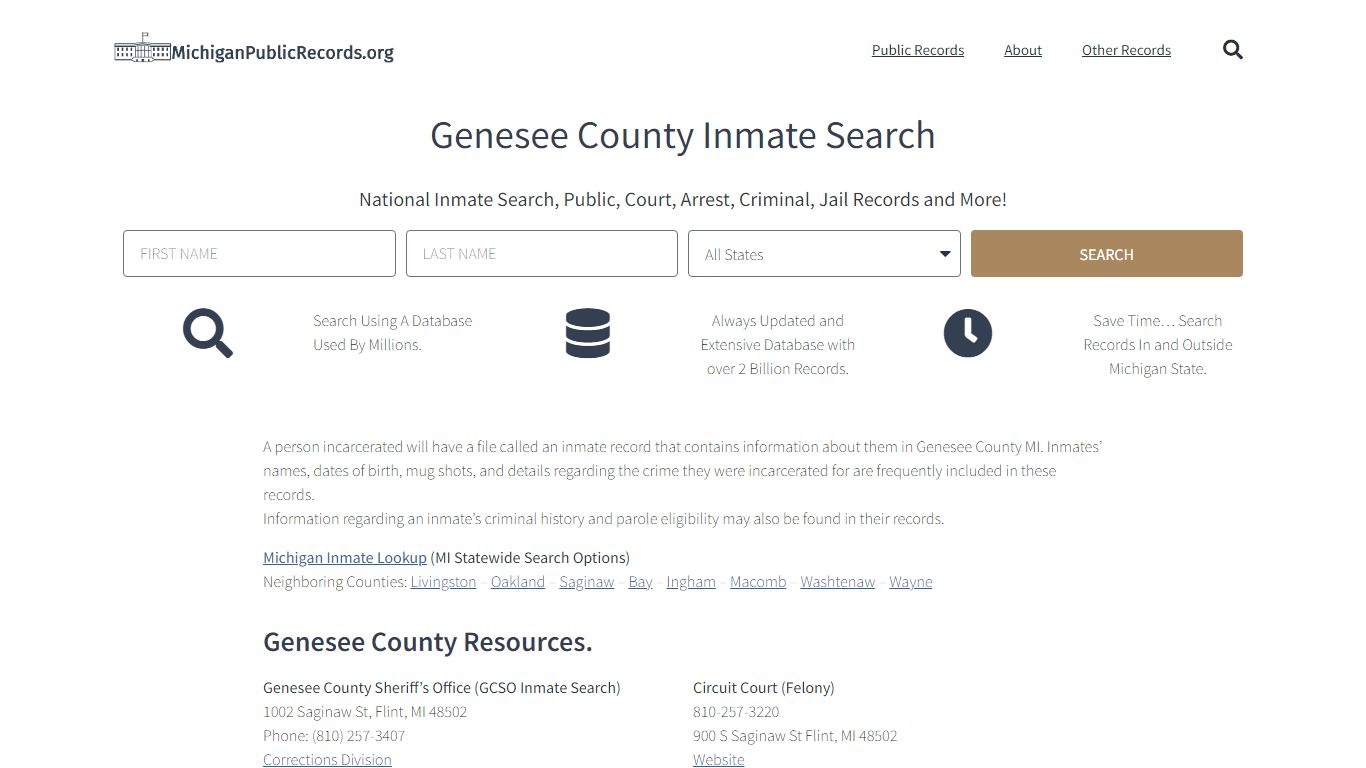 Genesee County Inmate Search - GCSO Current & Past Jail Records