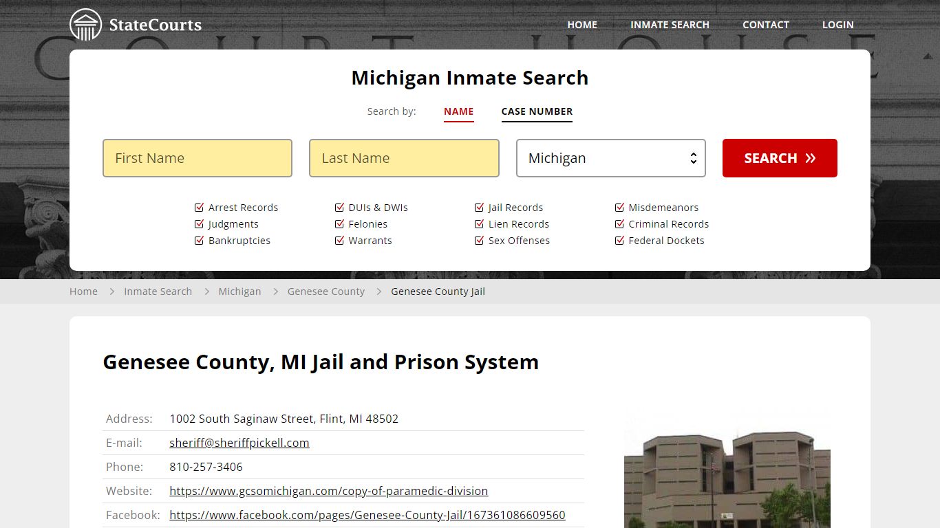 Genesee County Jail Inmate Records Search, Michigan - State Courts